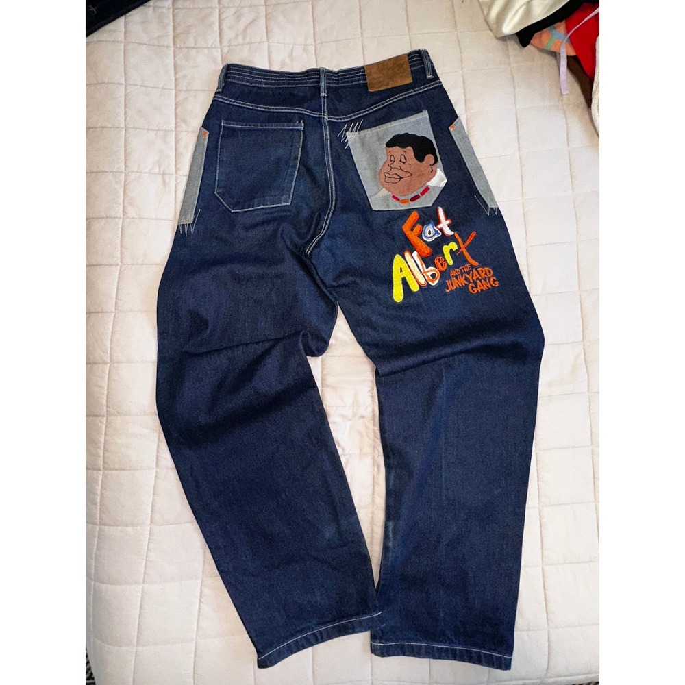 Platinum Fubu Fat Albert Junkyard Gang Baggy Jeans W34 L34 Vintage Streetwear